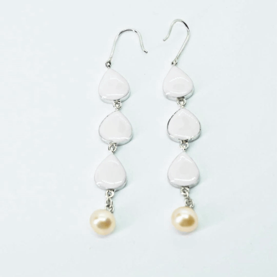 Hanging  Charm Earrings with Pearl