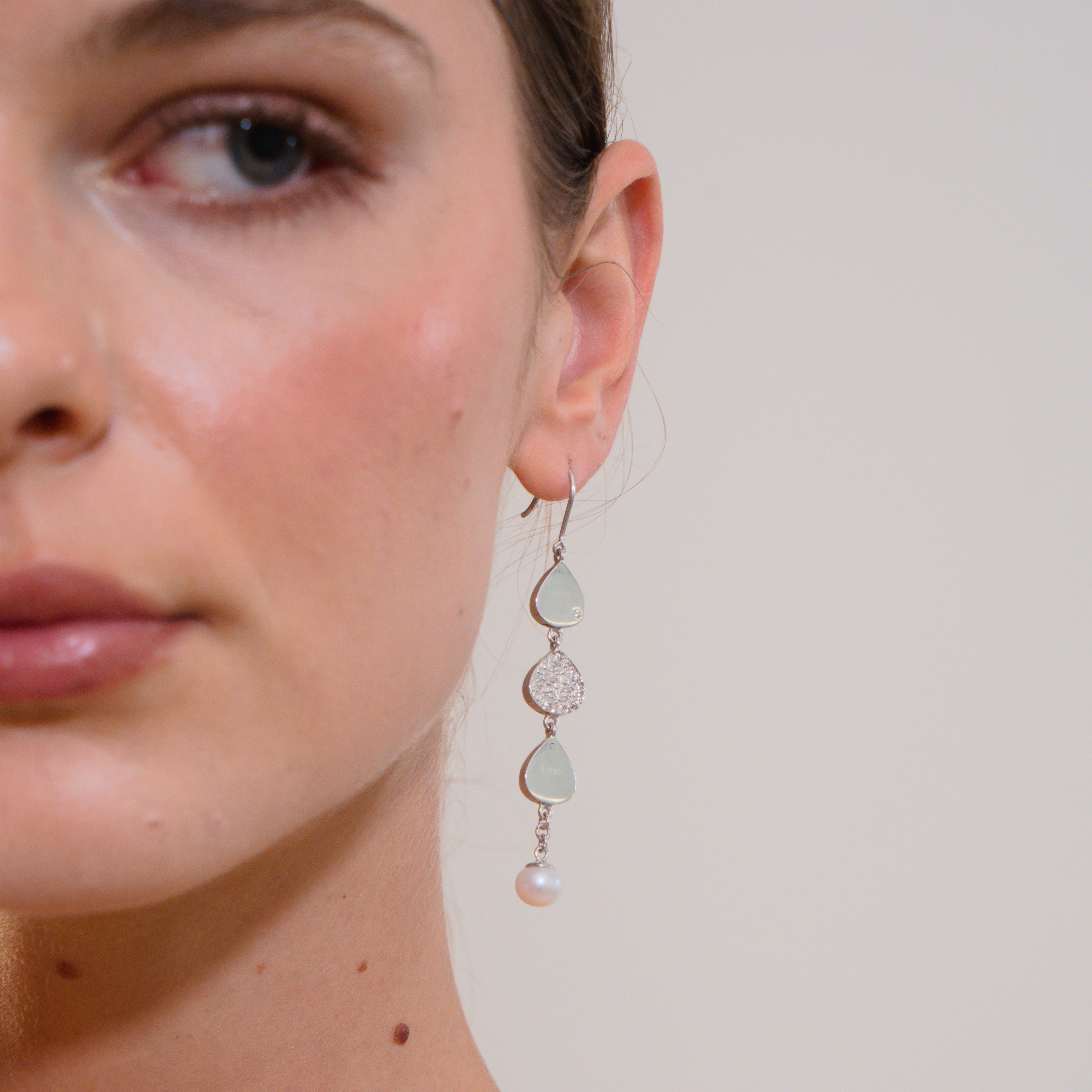 Hanging  Charm Earrings with Pearl