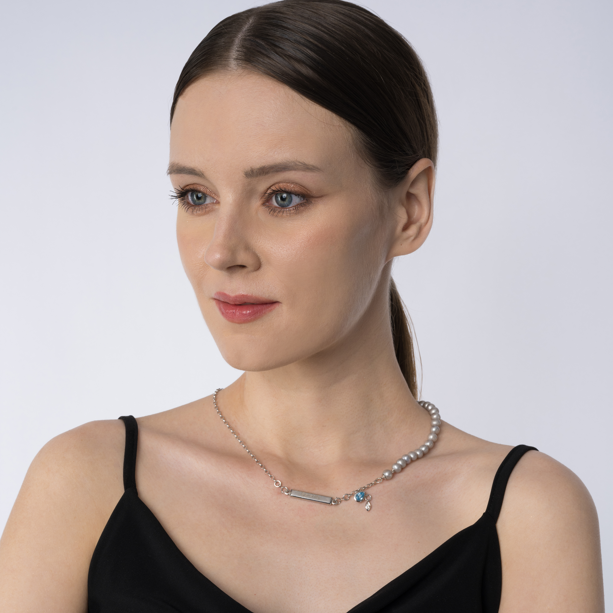 Bar & Seed Pendant with Pearl Necklace