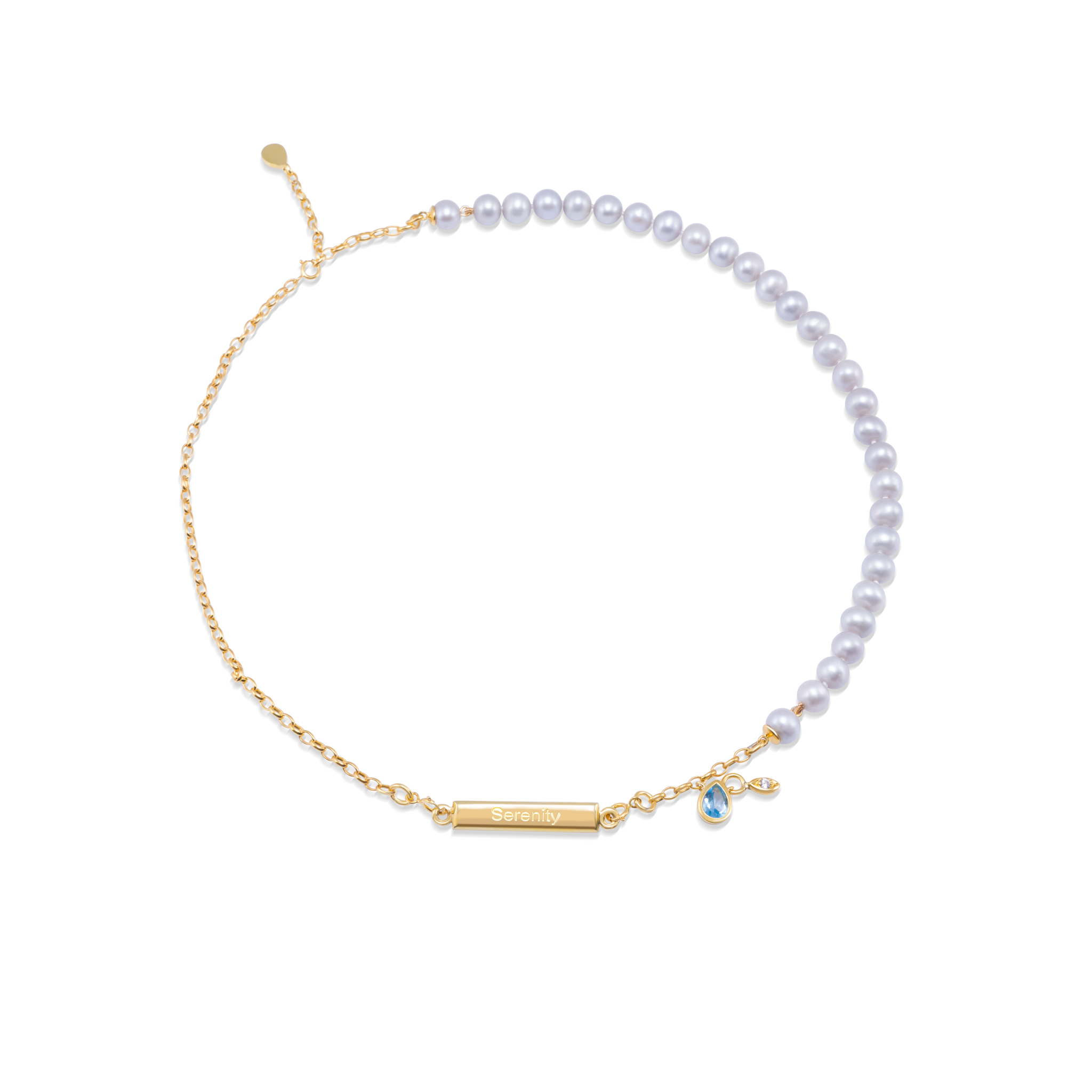 Bar & Seed Pendant with Pearl Necklace