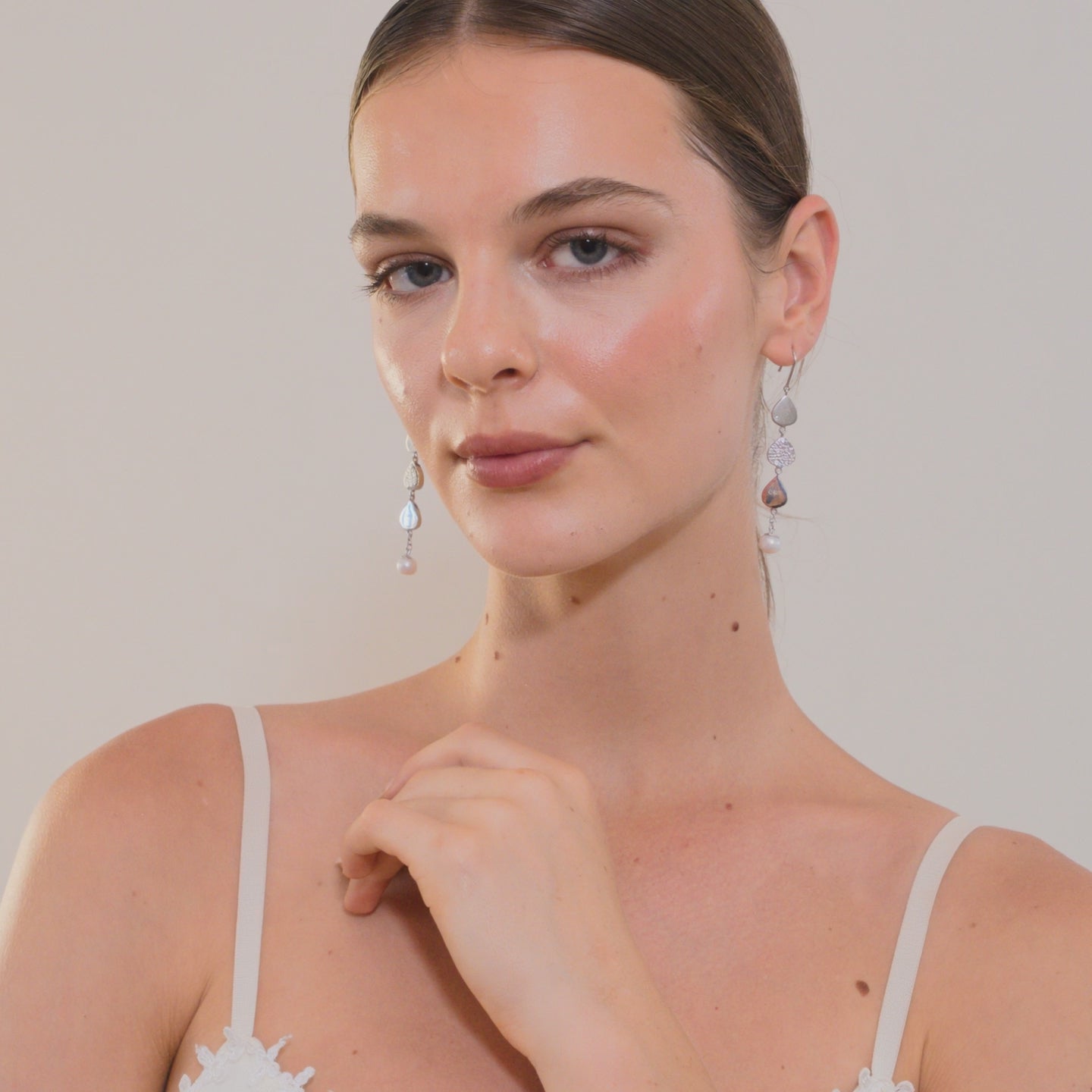 Hanging  Charm Earrings with Pearl